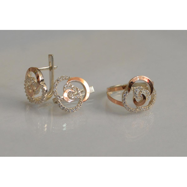 Серебряный набор с золотыми пластинами (168)