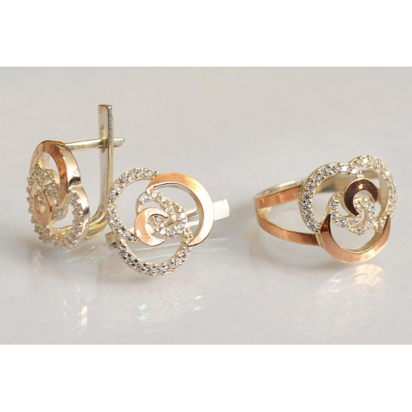 Серебряный набор с золотыми пластинами (168)