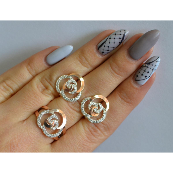 Серебряный набор с золотыми пластинами (168)