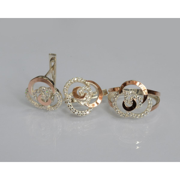 Серебряный набор с золотыми пластинами (168)