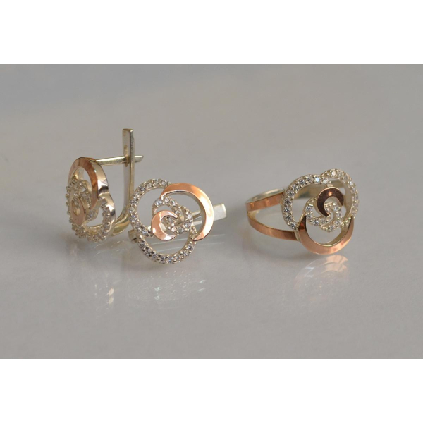 Серебряный набор с золотыми пластинами (168)