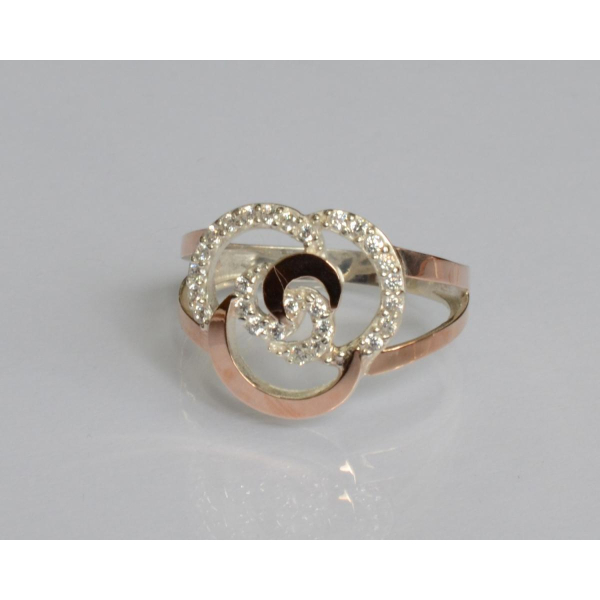 Серебряное кольцо с золотыми вставками (168к)