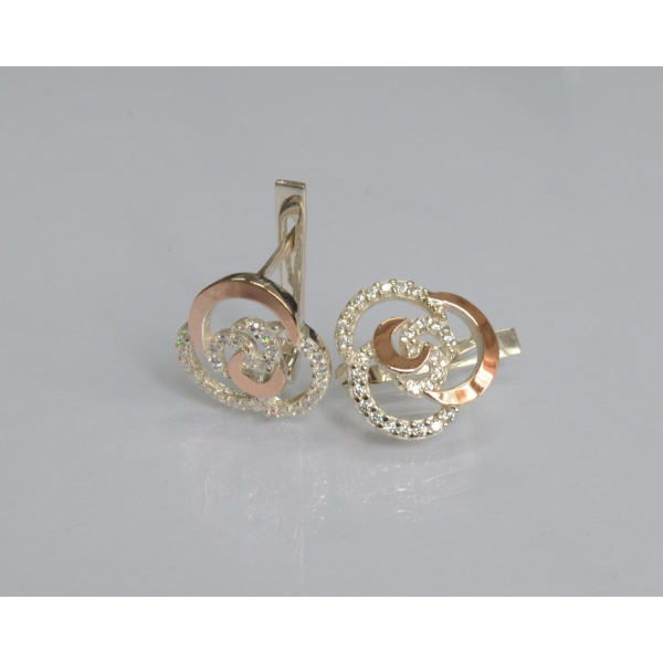 Серебряные серьги с золотыми вставками (168с)