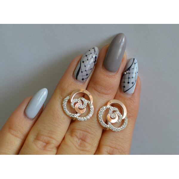 Серебряные серьги с золотыми вставками (168с)