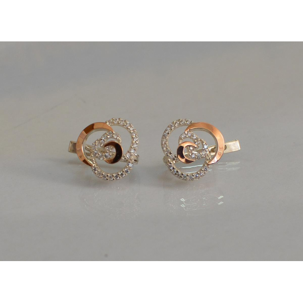 Серебряные серьги с золотыми вставками (168с)