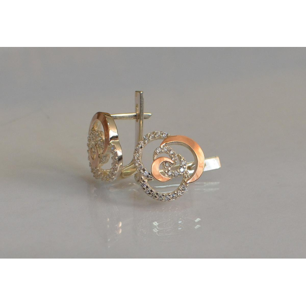 Серебряные серьги с золотыми вставками (168с)