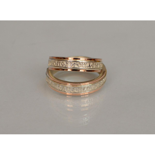 Серебряное кольцо с золотыми вставками (169к)