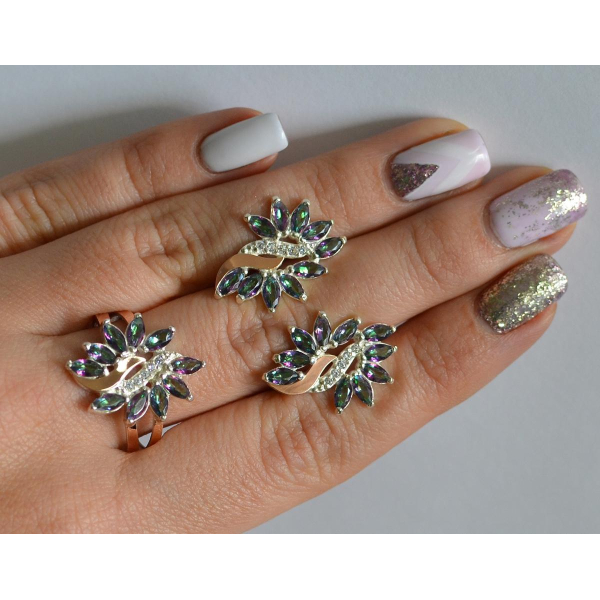 Серебряный набор с золотыми пластинами (170/2)