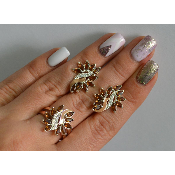 Серебряный набор с золотыми пластинами (170/2)