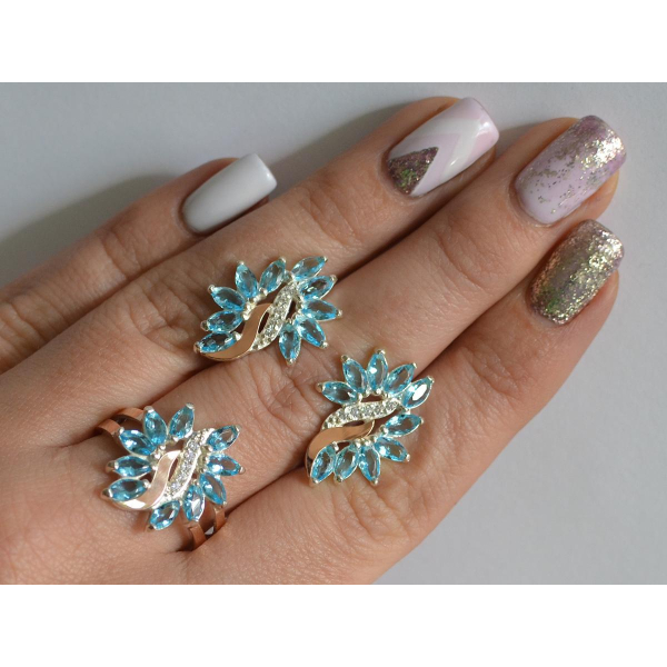 Серебряный набор с золотыми пластинами (170/2)