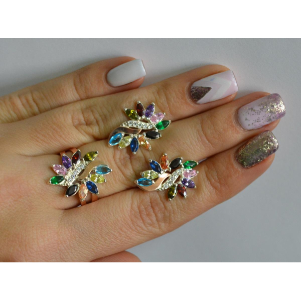 Серебряный набор с золотыми пластинами (170/2)