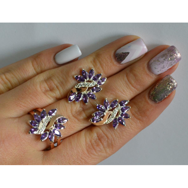 Серебряный набор с золотыми пластинами (170/2)