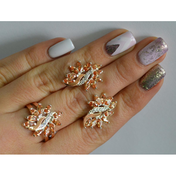 Серебряный набор с золотыми пластинами (170/2)