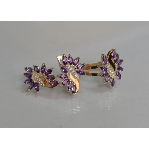 Серебряный набор с золотыми пластинами (170/2)