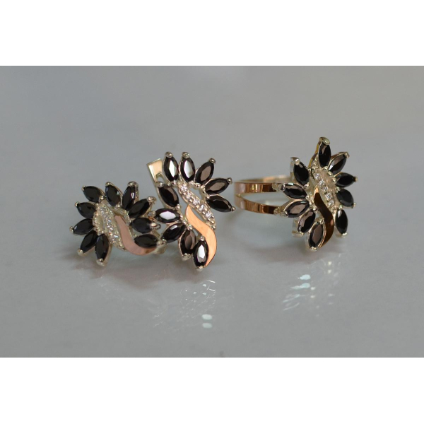 Серебряный набор с золотыми пластинами (170/2)