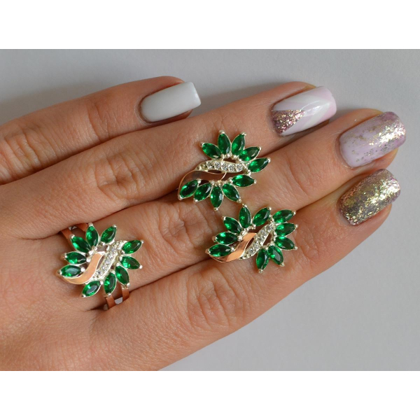 Серебряный набор с золотыми пластинами (170/2)