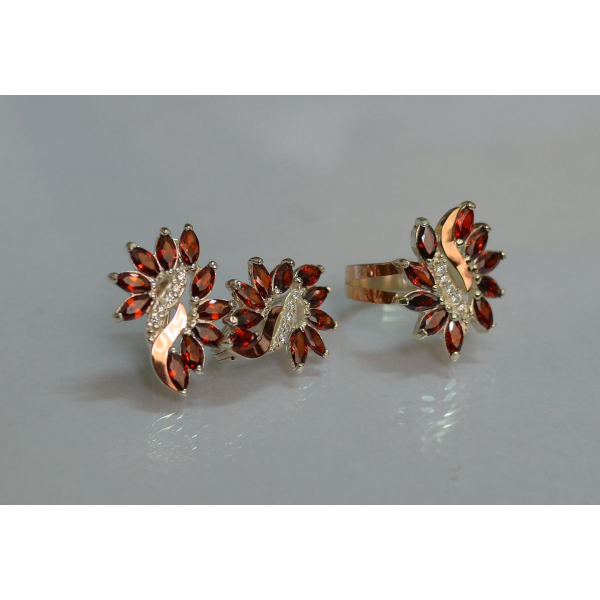 Серебряный набор с золотыми пластинами (170/2)