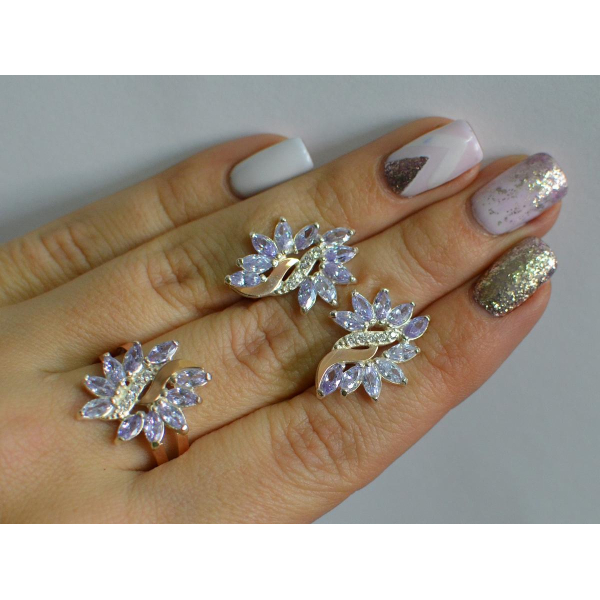 Серебряный набор с золотыми пластинами (170/2)