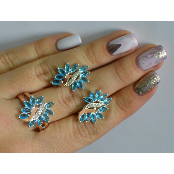 Серебряный набор с золотыми пластинами (170/2)