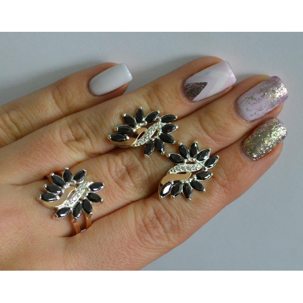 Серебряный набор с золотыми пластинами (170/2)