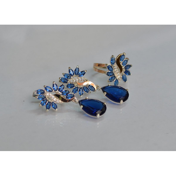 Набор серебряный  с золотыми пластинами (170)