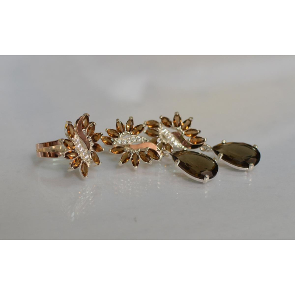 Набор серебряный  с золотыми пластинами (170)