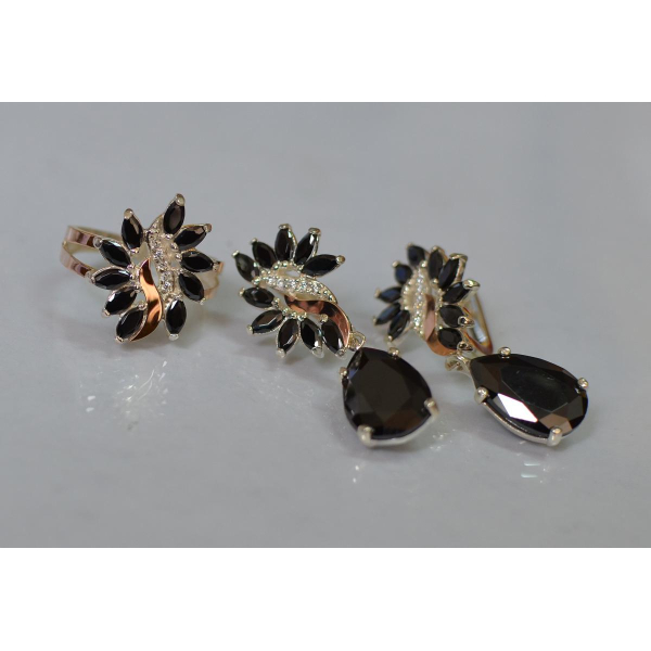 Набор серебряный  с золотыми пластинами (170)