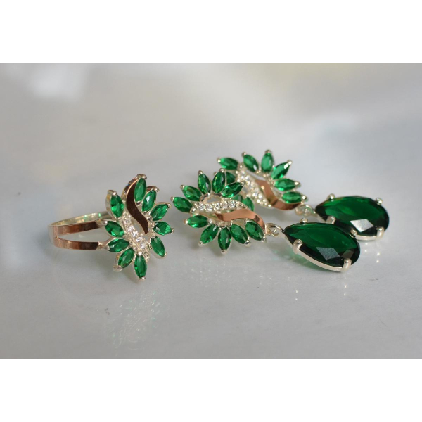 Набор серебряный  с золотыми пластинами (170)