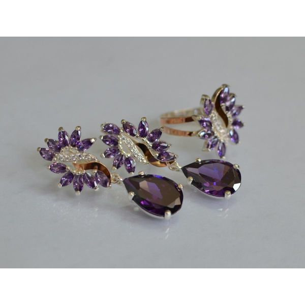 Набор серебряный  с золотыми пластинами (170)