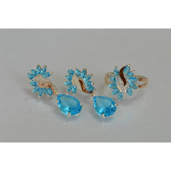 Набор серебряный  с золотыми пластинами (170)