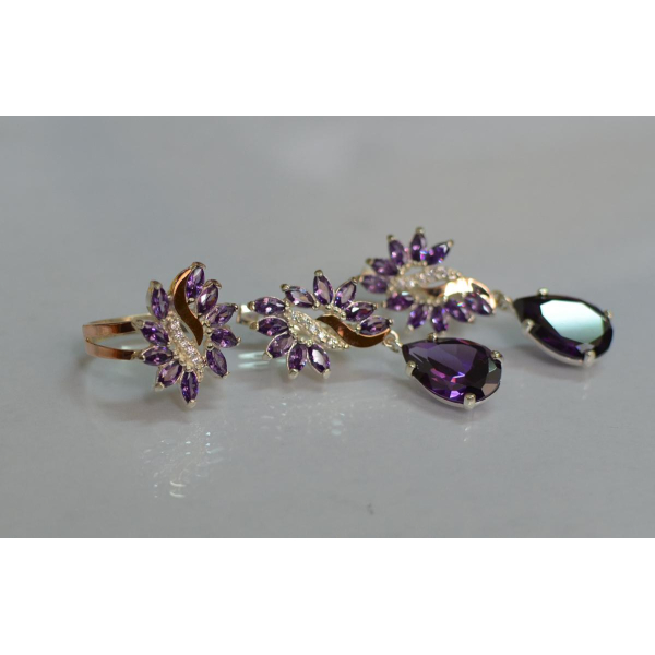 Набор серебряный  с золотыми пластинами (170)