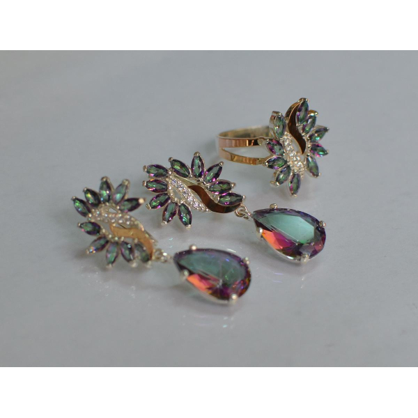 Набор серебряный  с золотыми пластинами (170)