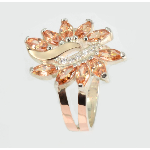 Срібна каблучка з золотими вставками