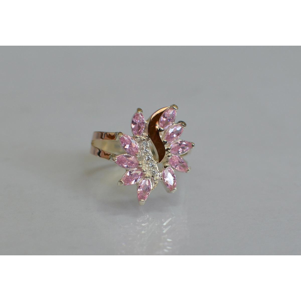 Серебряное кольцо с золотыми вставками (170к)