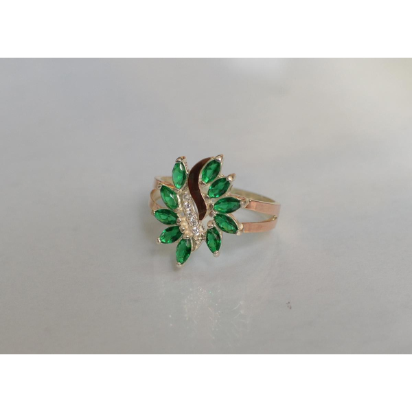 Серебряное кольцо с золотыми вставками (170к)