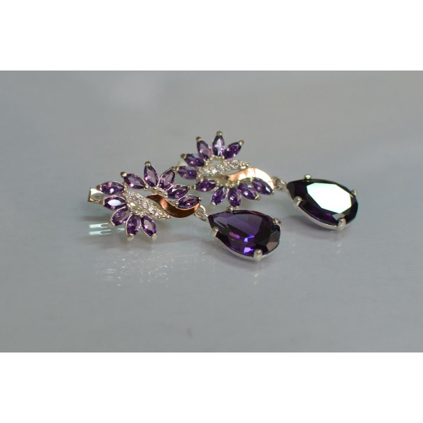 Серебряные серьги с золотыми вставками (170с)