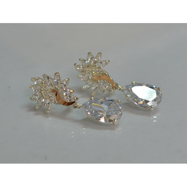 Серебряные серьги с золотыми вставками (170с)