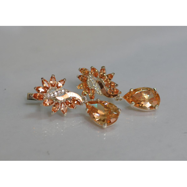 Серебряные серьги с золотыми вставками (170с)