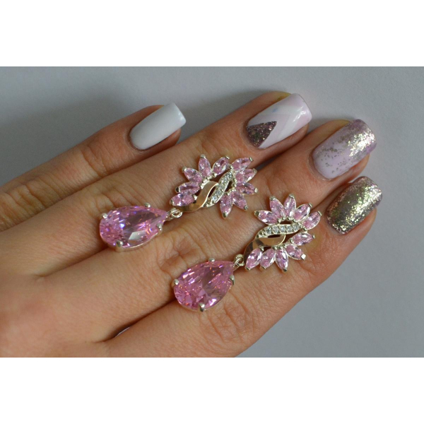 Серебряные серьги с золотыми вставками (170с)