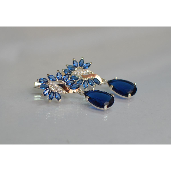 Серебряные серьги с золотыми вставками (170с)