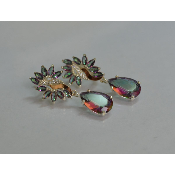 Серебряные серьги с золотыми вставками (170с)