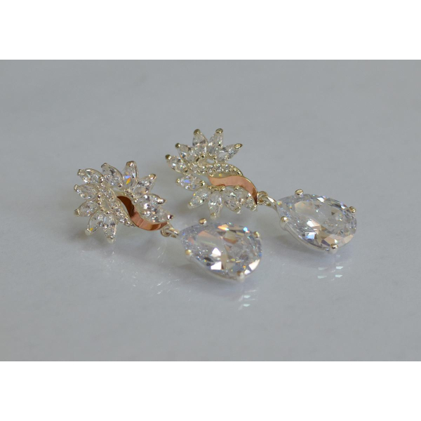 Серебряные серьги с золотыми вставками (170с)