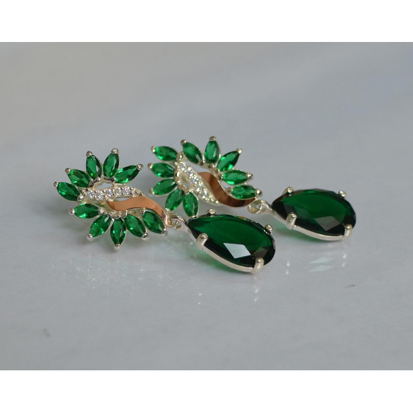 Серебряные серьги с золотыми вставками (170с)