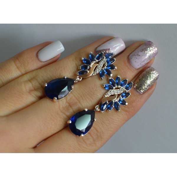 Серебряные серьги с золотыми вставками (170с)