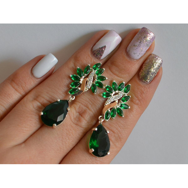 Серебряные серьги с золотыми вставками (170с)