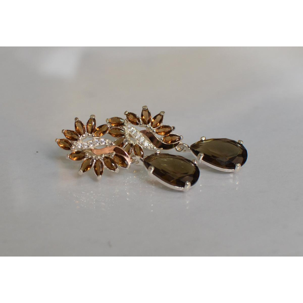 Серебряные серьги с золотыми вставками (170с)