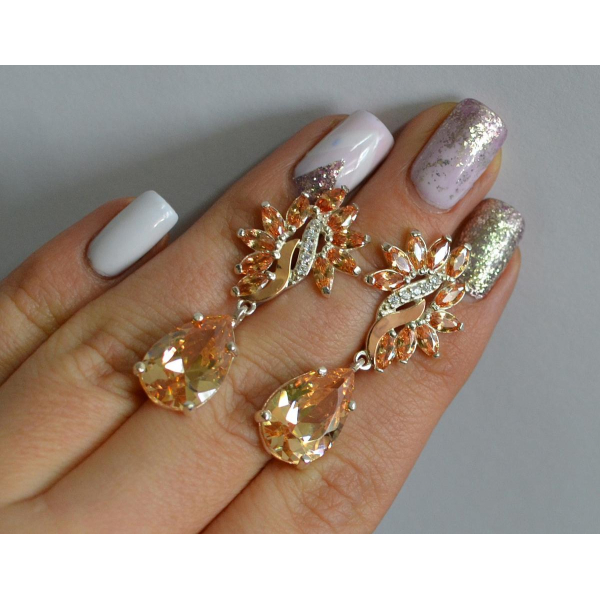 Серебряные серьги с золотыми вставками (170с)