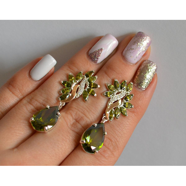 Серебряные серьги с золотыми вставками (170с)