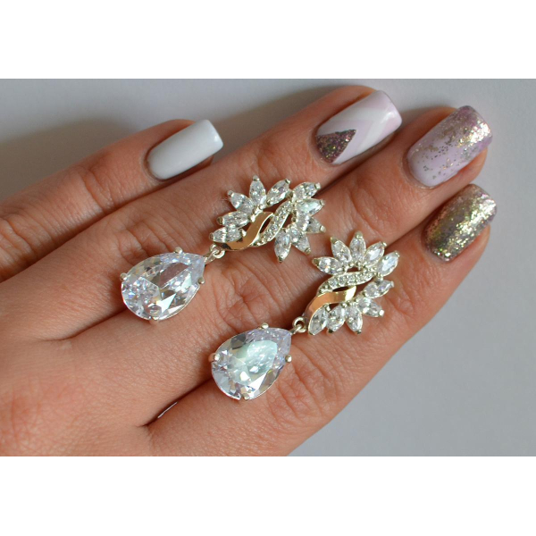 Серебряные серьги с золотыми вставками (170с)