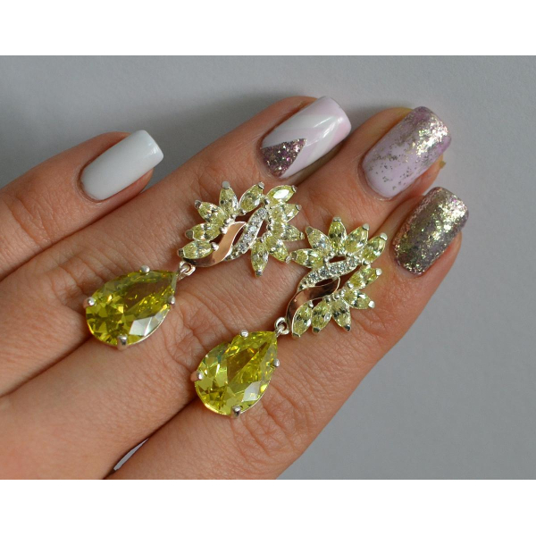 Серебряные серьги с золотыми вставками (170с)